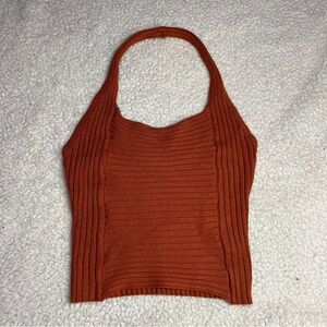 Cider Ribbed Halter Camisole - Rust
